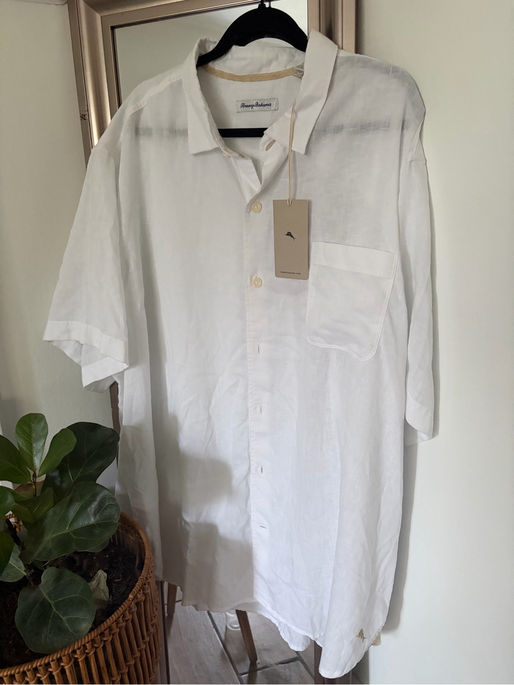 Tommy Bahama Sand Desert 3XL Linen Blend Button Down Shirt Short Sleeve